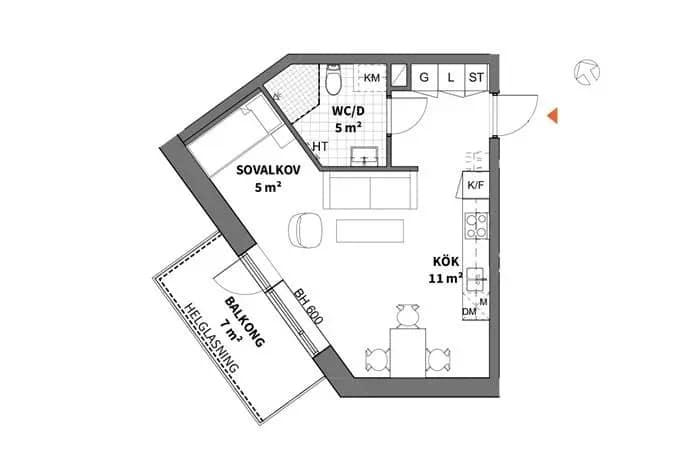 Floor plan for Tubölegatan 1