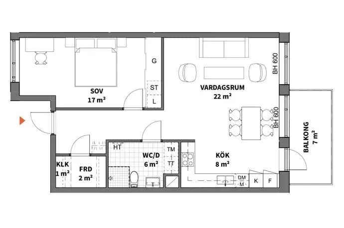 Floor plan for Tubölegatan 1