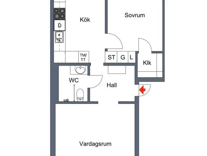 Planritning för Hagmarksvägen 3B