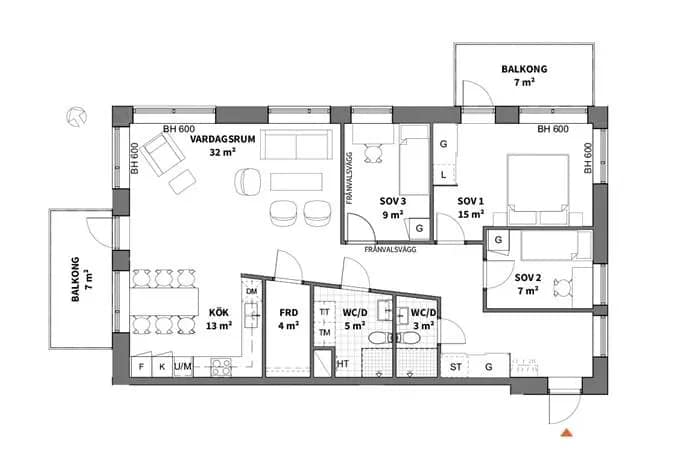 Floor plan for Tubölegatan 1