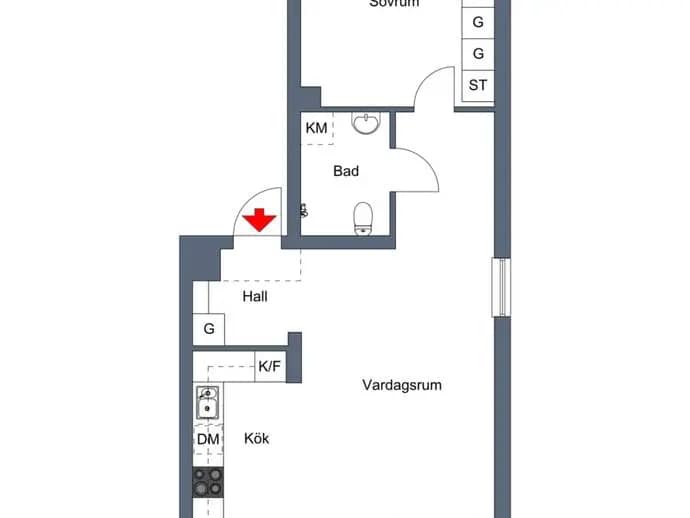 Planritning för Mariehemsvägen 43F