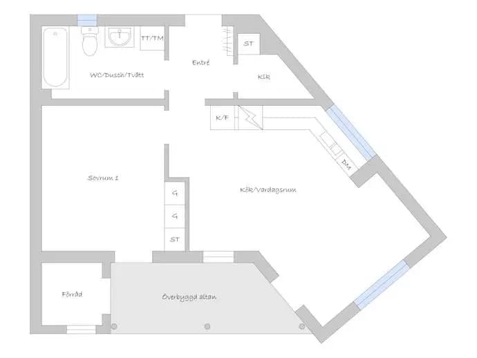 Planritning för Kavaljersvägen 12D