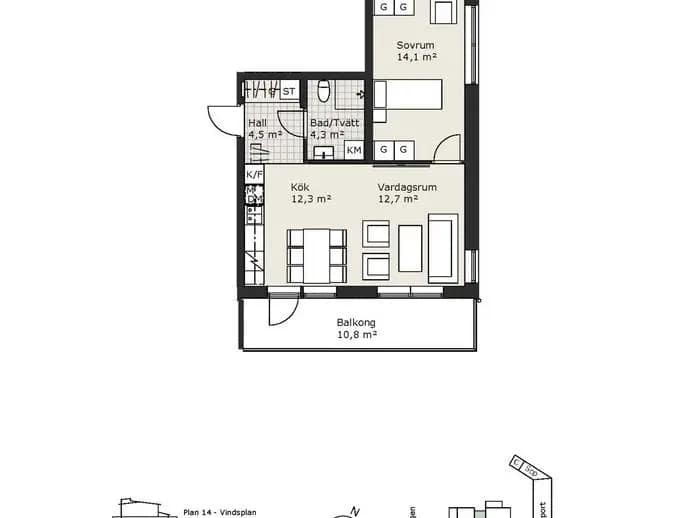 Floor plan for Bryggargatan 38