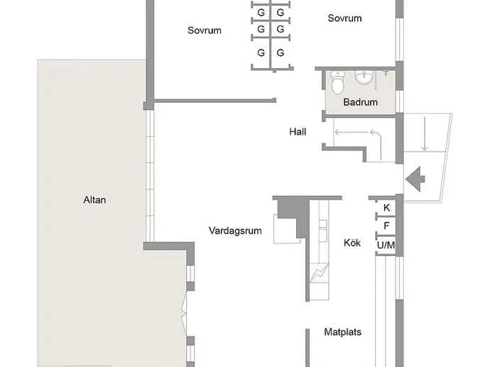 Planritning för Västra Gölshultsvägen 4