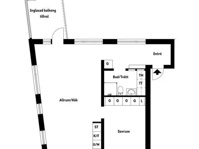 Floor plan for Drottninggatan 2B
