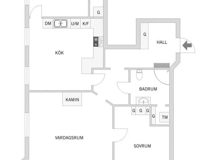 Floor plan for Ronnebygatan 16, 2tr