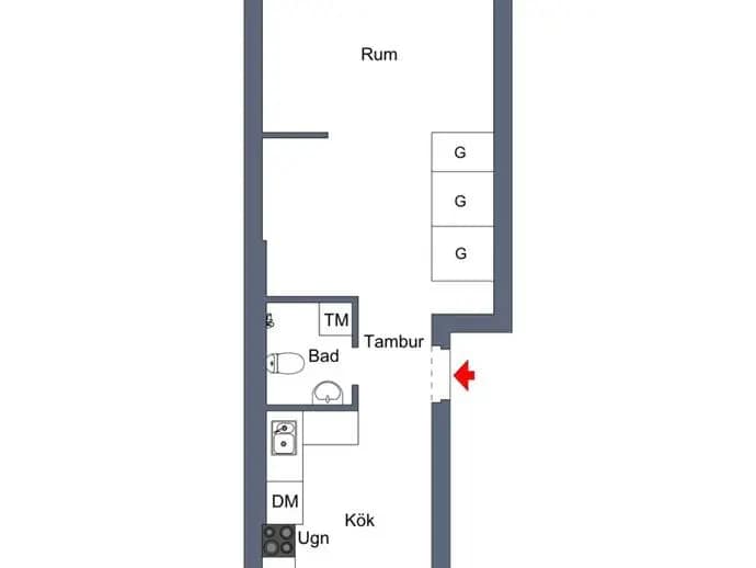 Planritning för Arklimästaregatan 25C