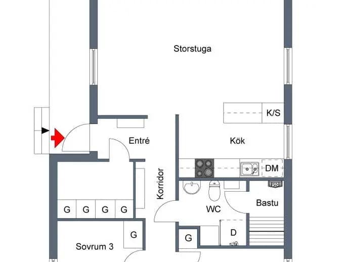 Floor plan for Lofsens Fjällby hus M10 andel nr 2C (1/12)