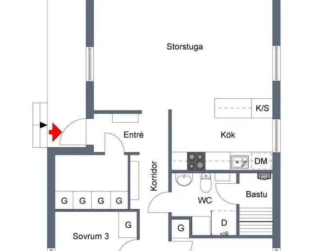 Floor plan for Hammarvallsvägen m 11 Helägt andelshus