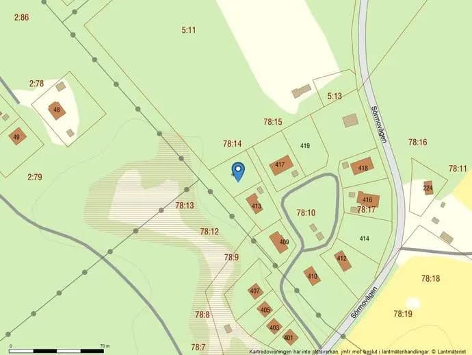 Planritning för Ljusnedals fritidsby 415