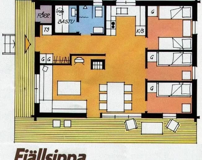 Floor plan for Brf.Fjällsätern vecka 23, Hus 18. Funäsfjällen