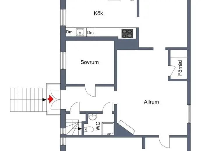 Planritning för Hoburgsvägen 23B