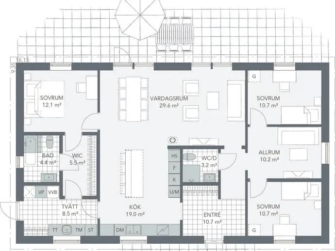 Planritning för Stenkyrka Stenstugu 160