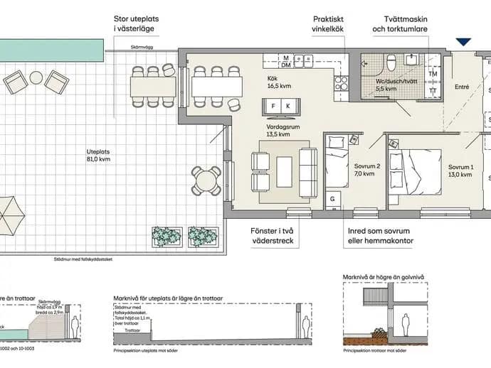 Floor plan for Tentamensgatan 10