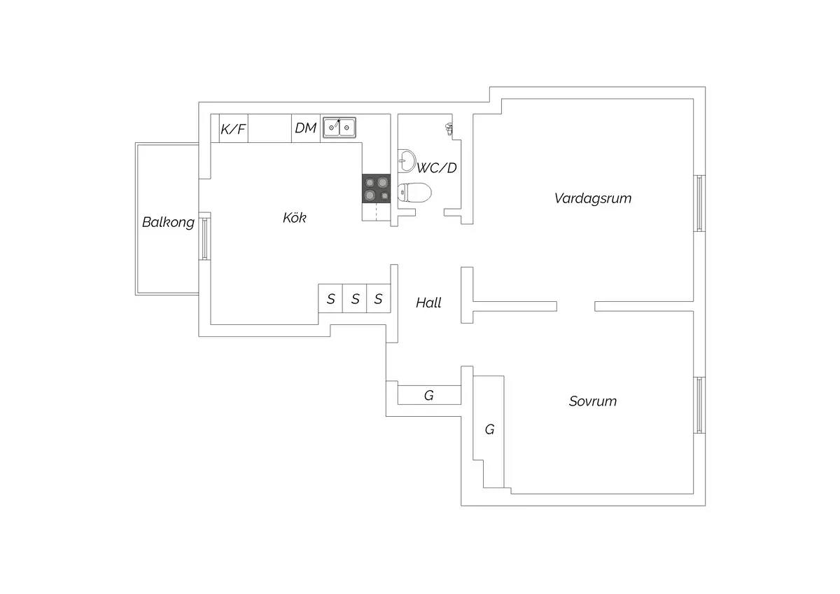 Floor plan for Sturegatan 9B