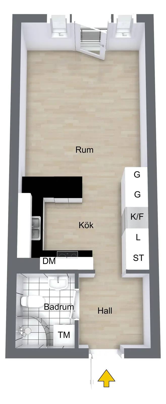 Planritning för S:t Johannesgatan 36B