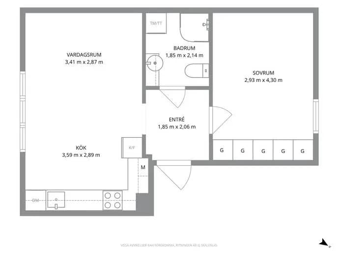 Floor plan for Kaggeledsgatan 38B
