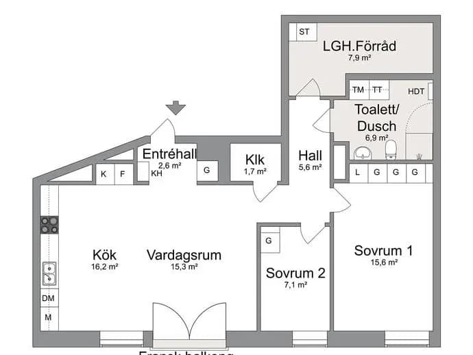 Planritning för Garvaregatan 4B