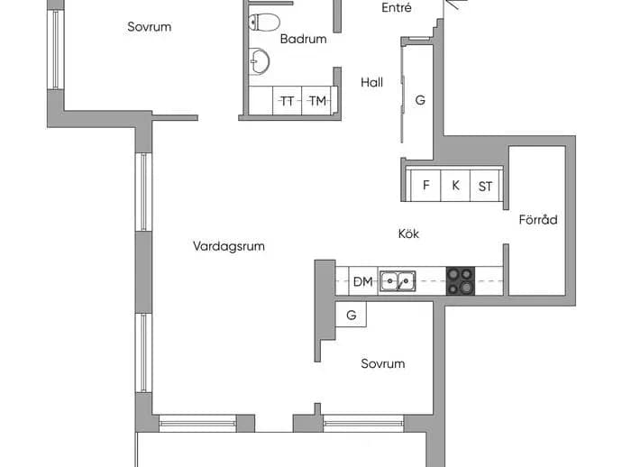 Planritning för Gaffelseglet 23