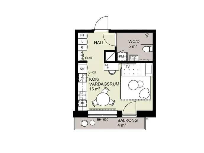 Floor plan for Hugingatan 12