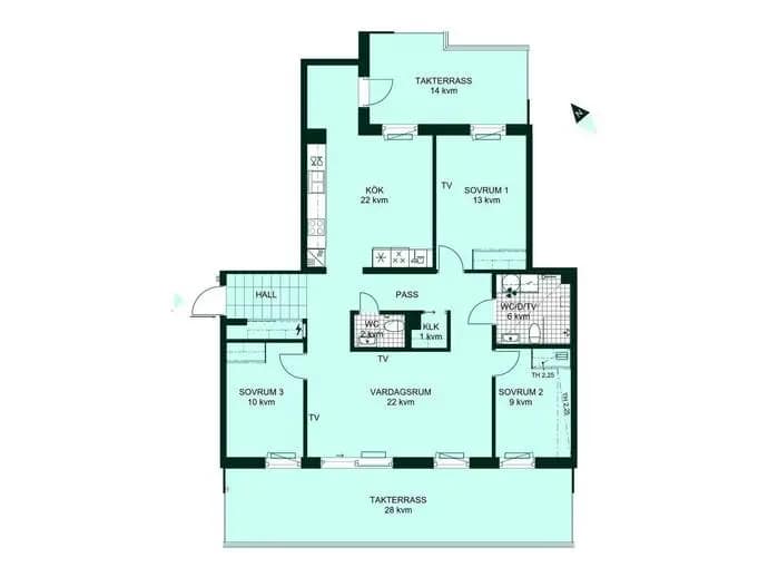 Floor plan for Klockargatan 4