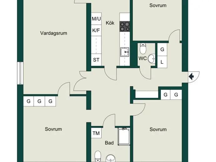 Floor plan for Skräddaretorpsvägen 7A