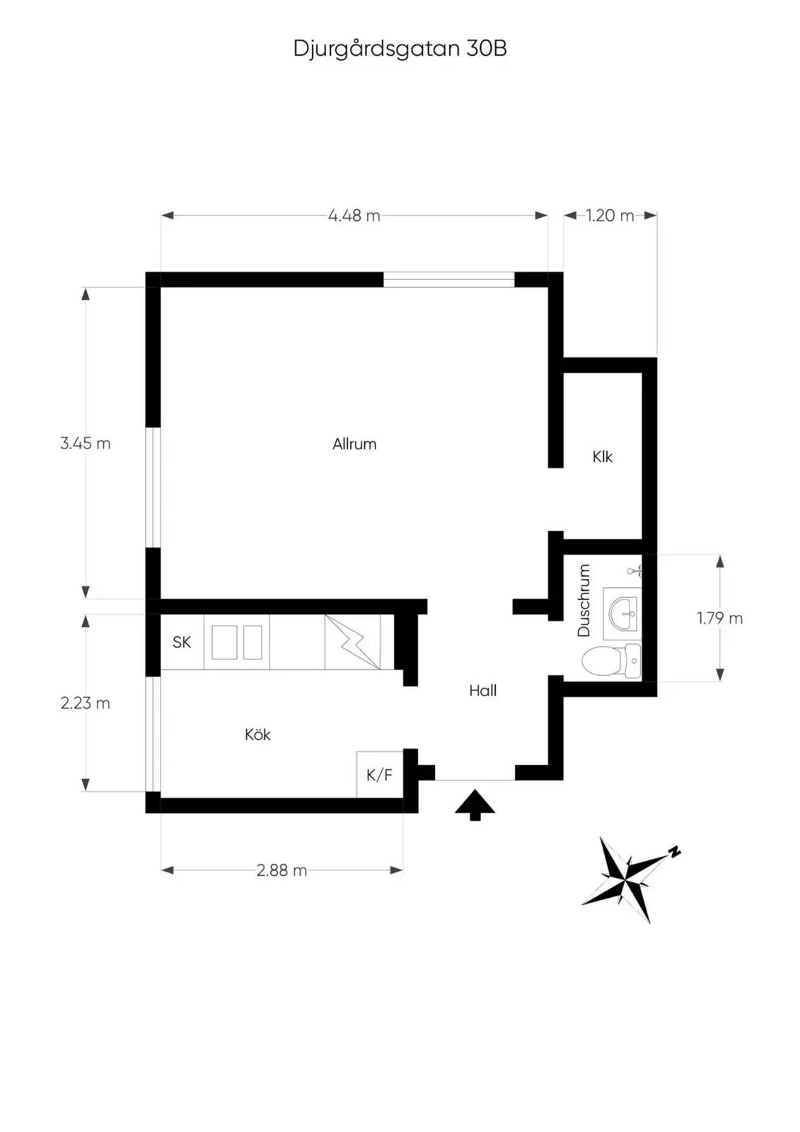 Planritning för Djurgårdsgatan 30B