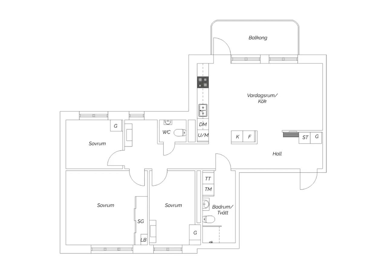 Floor plan for Guldkällegatan 40
