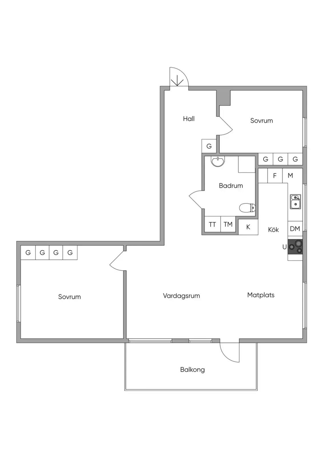 Floor plan for Hammarkullegatan 6