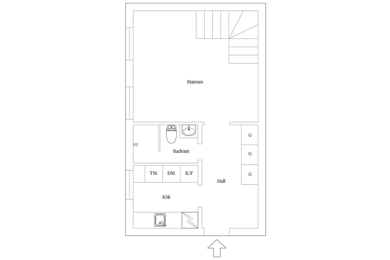 Floor plan for S:t Pauli kyrkogata 15 B