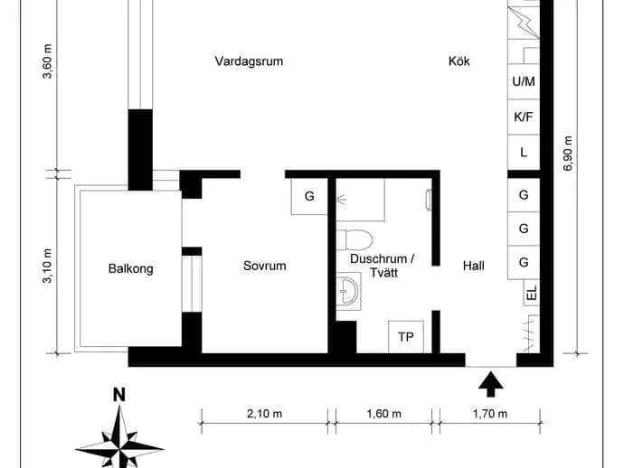 Floor plan for Timmermansgatan 3