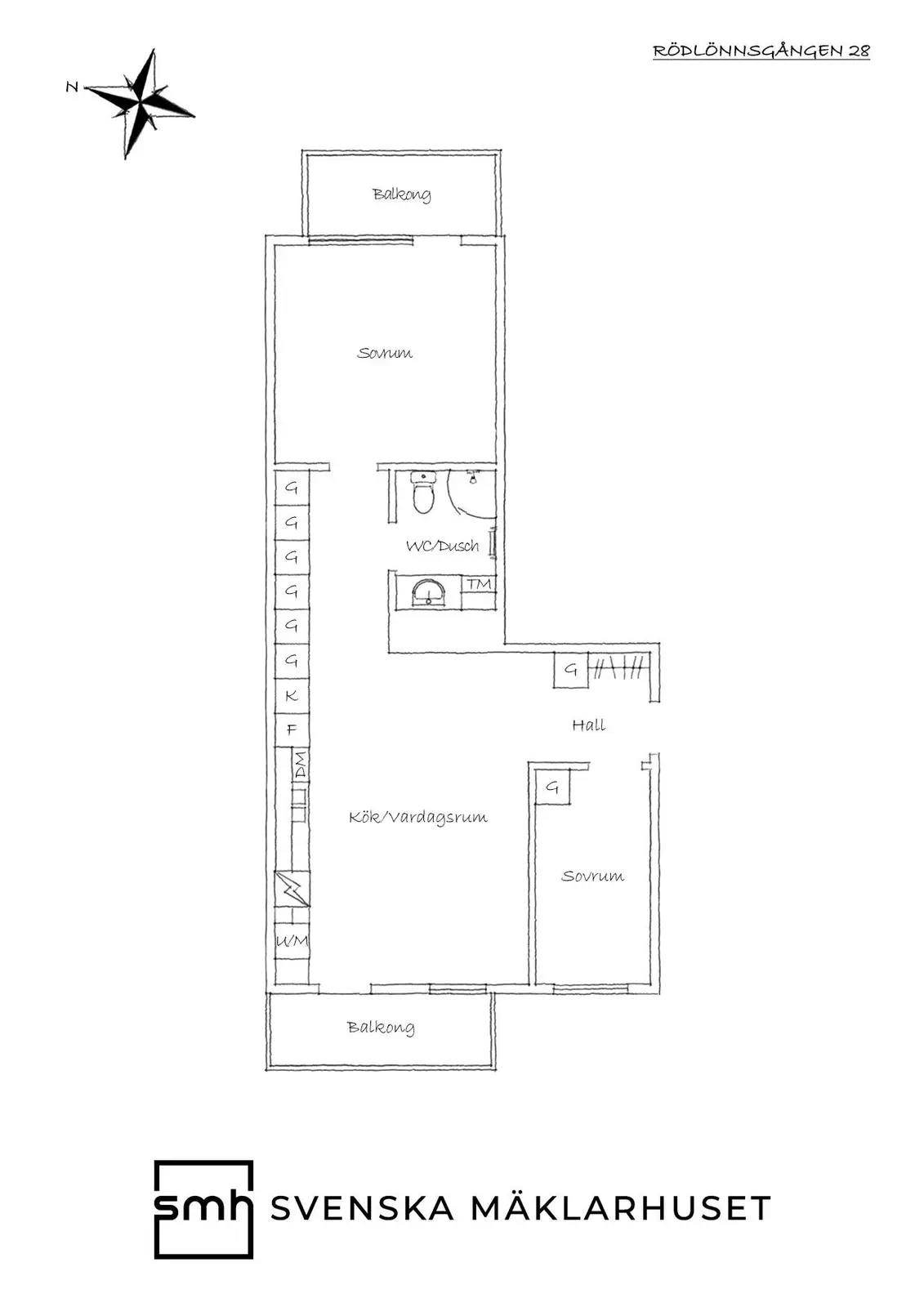 Floor plan for Rödlönnsgången 28