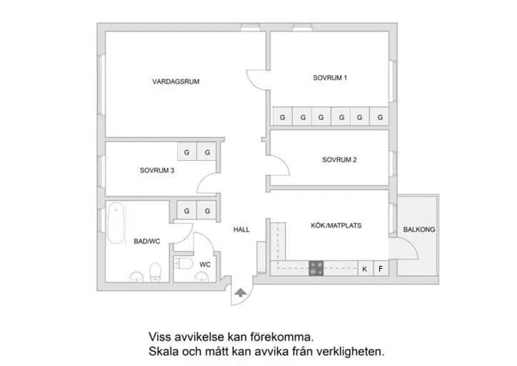 Planritning för Sveaborgsgatan 1, 4 Tr