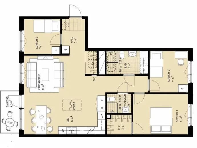 Floor plan for Mobilgatan 4A