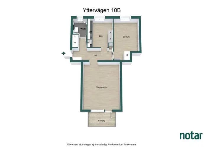 Planritning för Yttervägen 10B