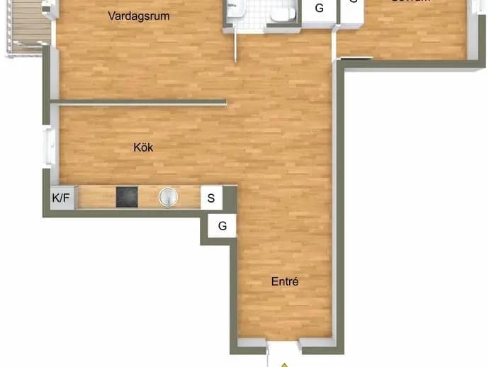 Planritning för Kanalgränd 2