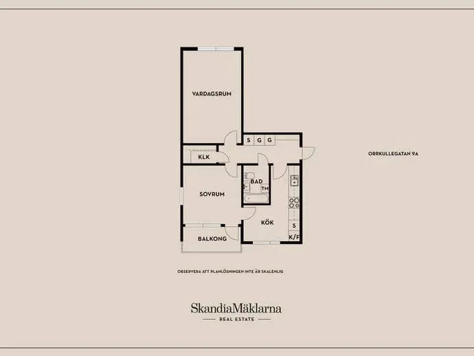 Floor plan for Orrkullegatan 9A