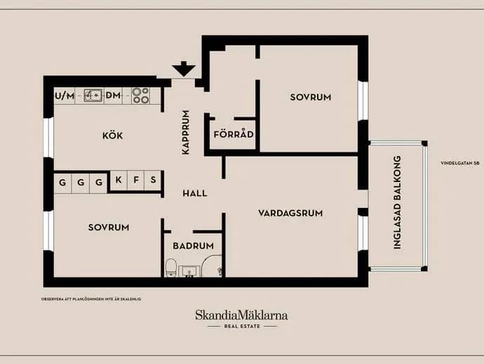 Floor plan for Vindelgatan 5B