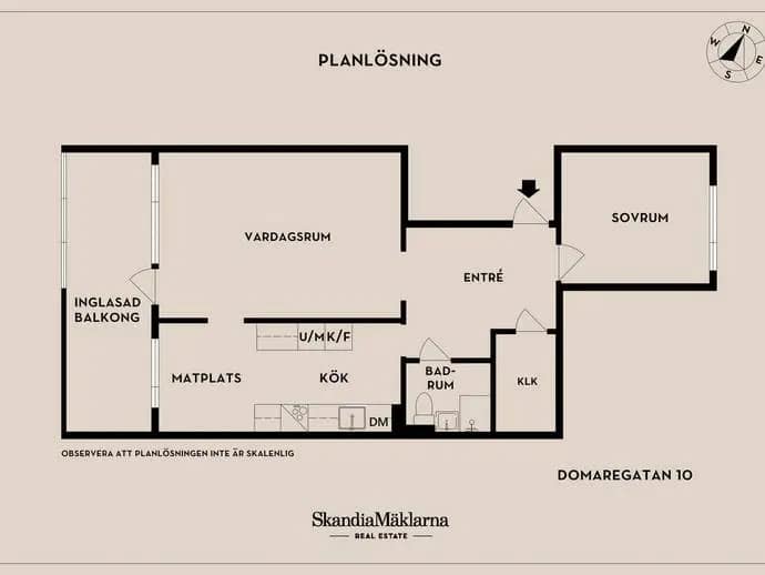 Floor plan for Domaregatan 10C