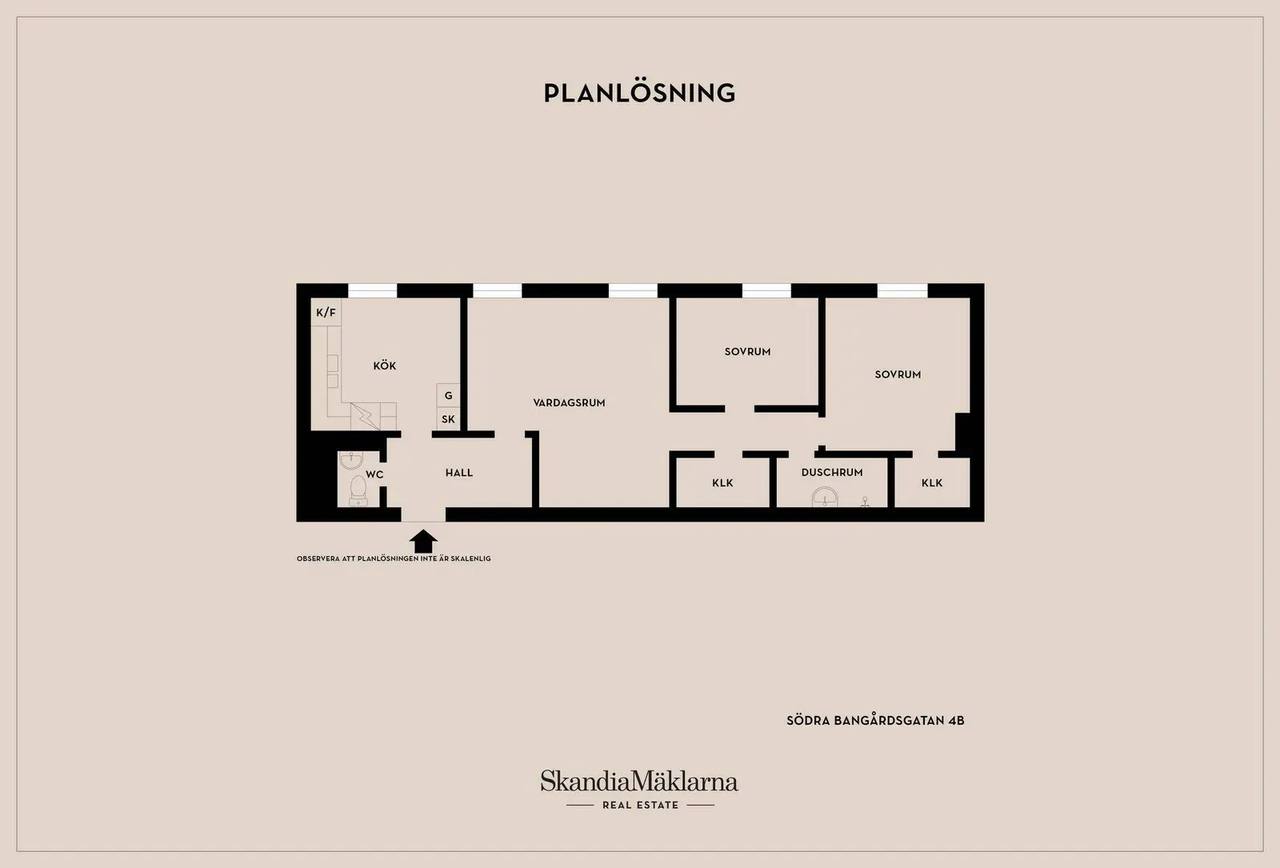 Planritning för Södra Bangårdsgatan 4B