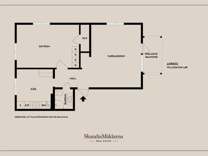 Floor plan for Villagatan 32B