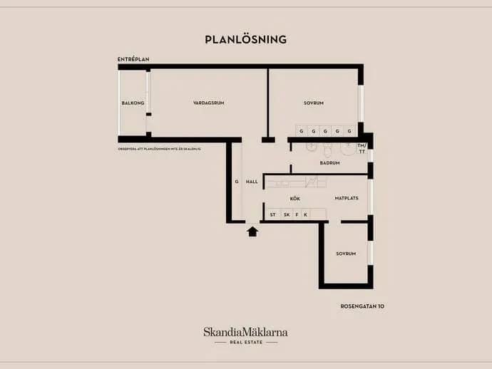 Floor plan for Rosengatan 10