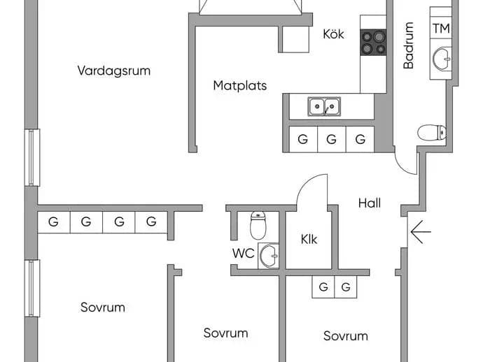Floor plan for Frontgatan 8A
