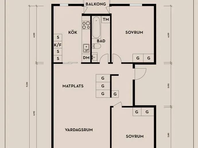 Floor plan for Distansgatan 19