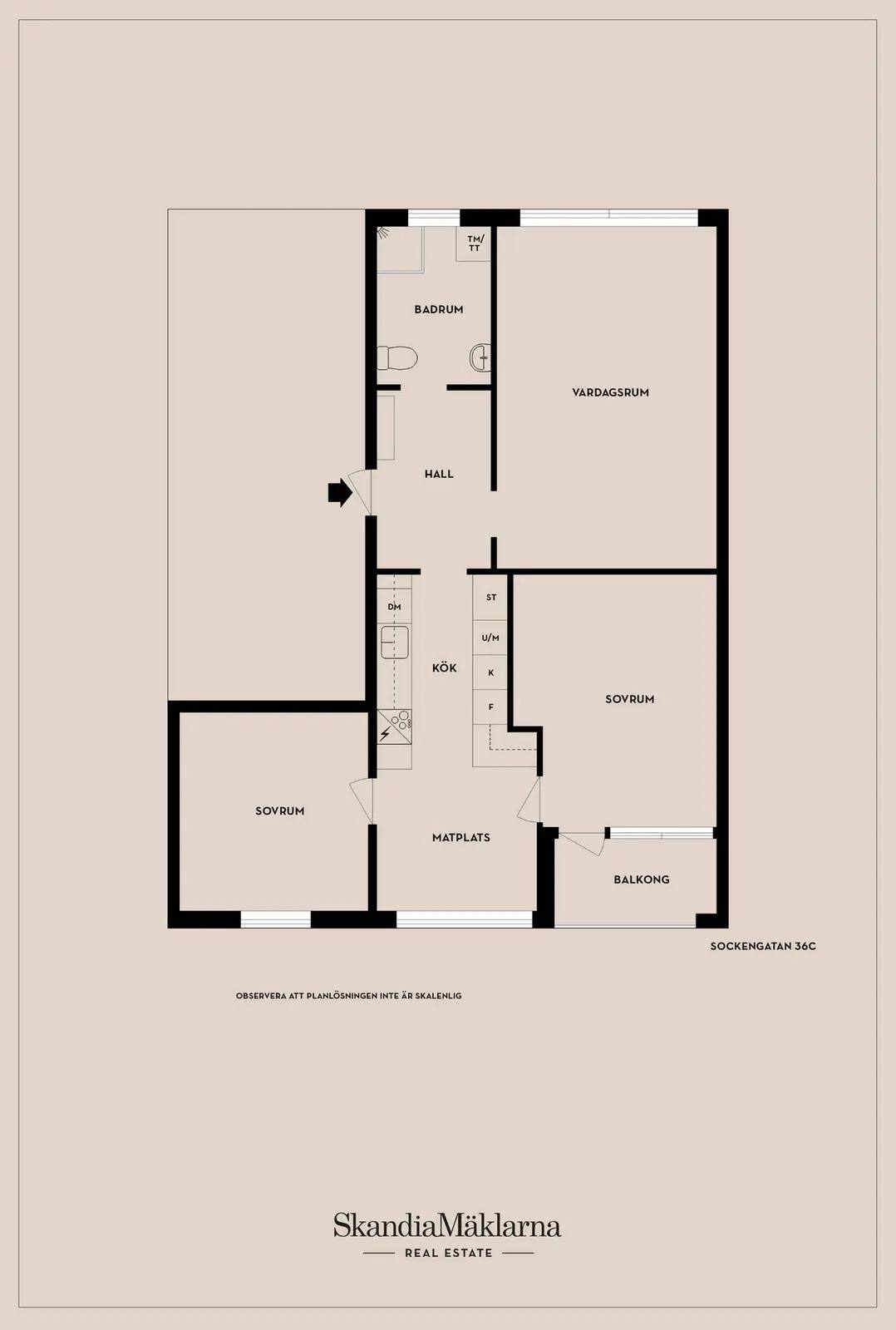 Floor plan for Sockengatan 36C