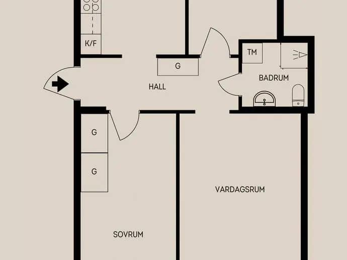 Planritning för Femte Tvärgatan 19B