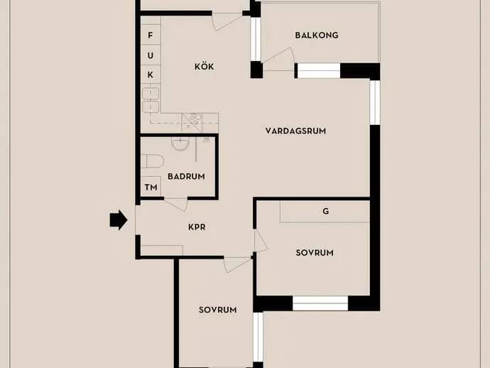 Floor plan for Gribbylunds Torg 3A