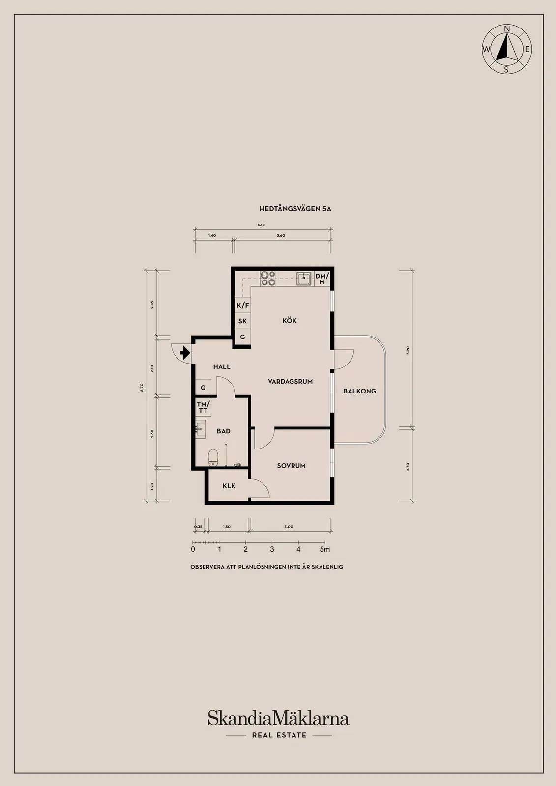 Planritning för Hedtångsvägen 5A