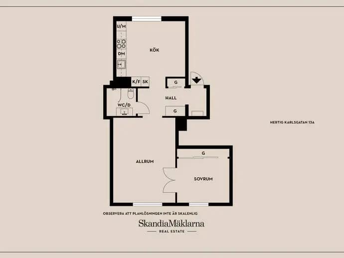 Floor plan for Hertig Karlsgatan 13A