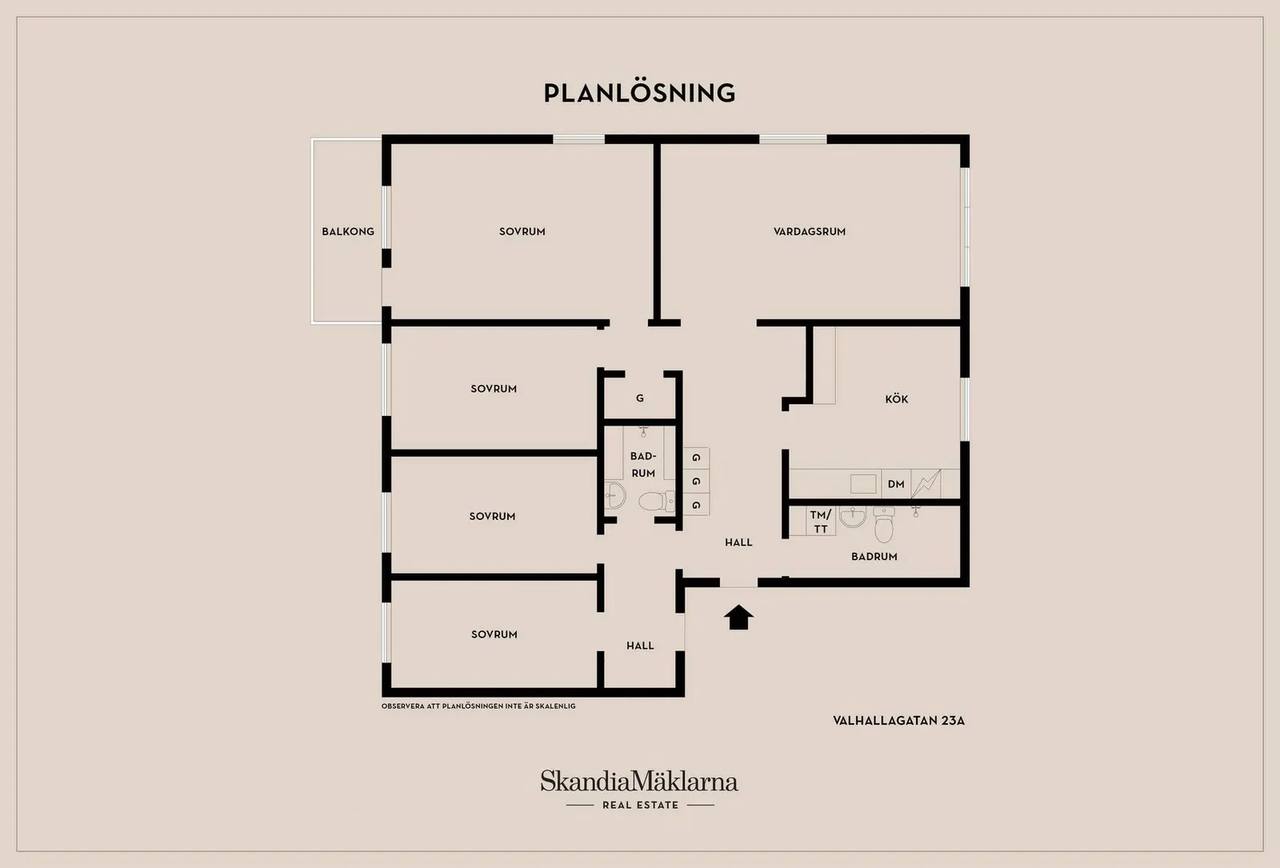 Planritning för Valhallagatan 23A